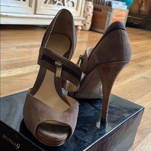 Boutique9 Dark Taupe Suede Heels Size 10